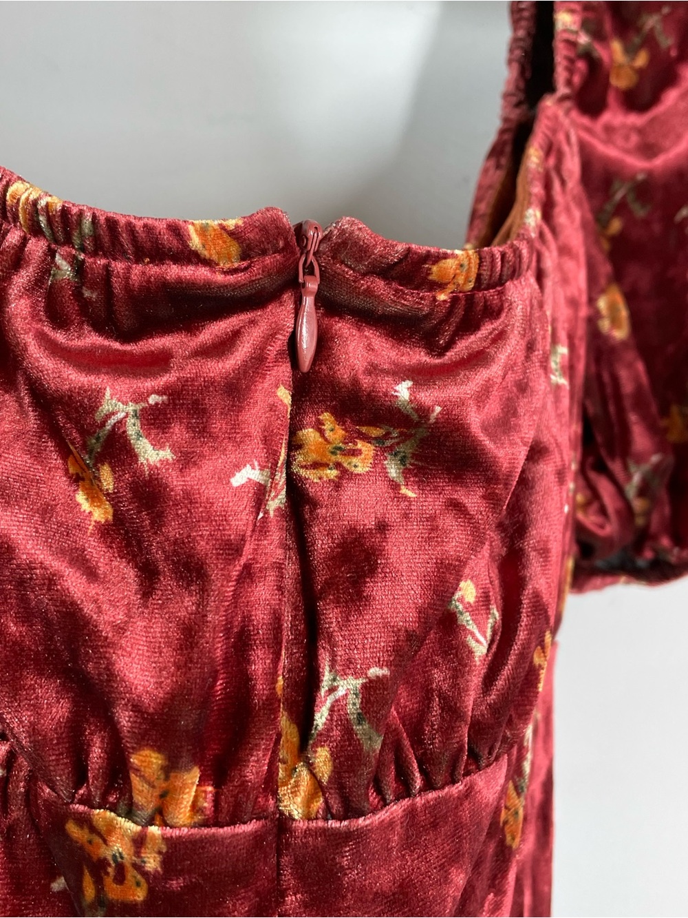 Lait Collection Velvet Floral Maxi Dress Cottagecore Whimsigoth Romantic Large - Picture 9 of 16